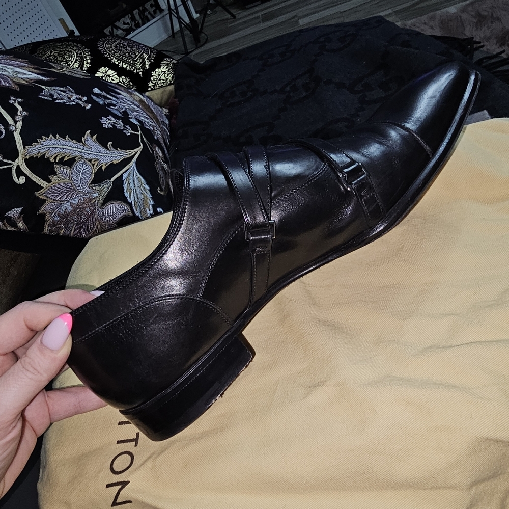 Louis Vuitton Mens Black LV Logo Equinox Shoes Derby Size: 8.5 - Picture 2 of 10